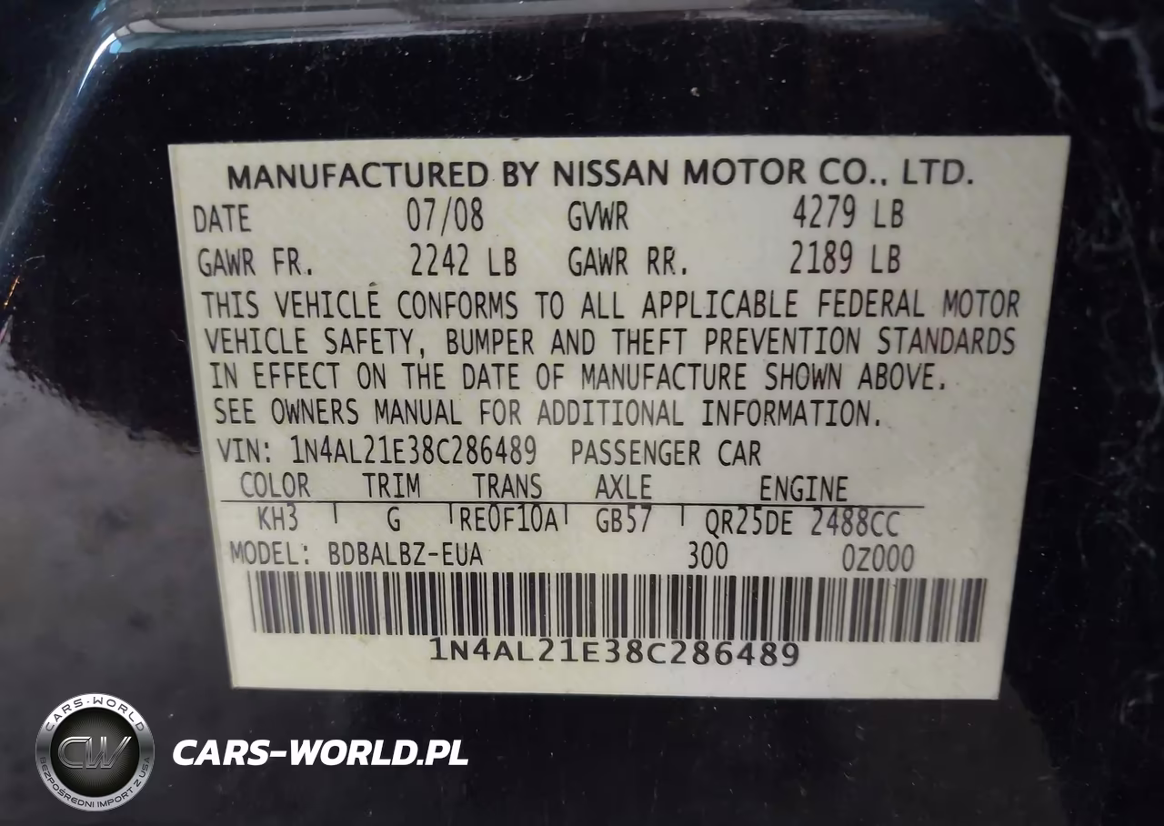 2008 Nissan Altima 2.5 S VIN:1N4AL21E38C286489 - 9
