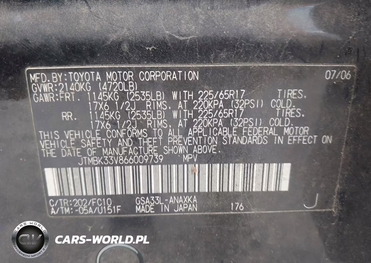 2006 Toyota Rav4 Base V6 VIN:JTMBK33V866009739 - 9