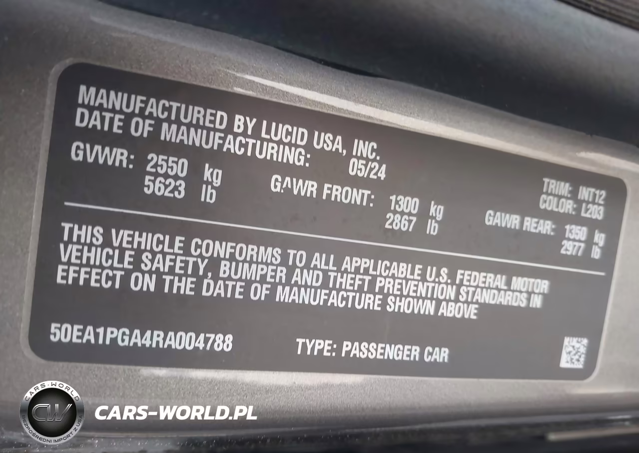 2024 Lucid Air Pure VIN:50EA1PGA4RA004788 - 9
