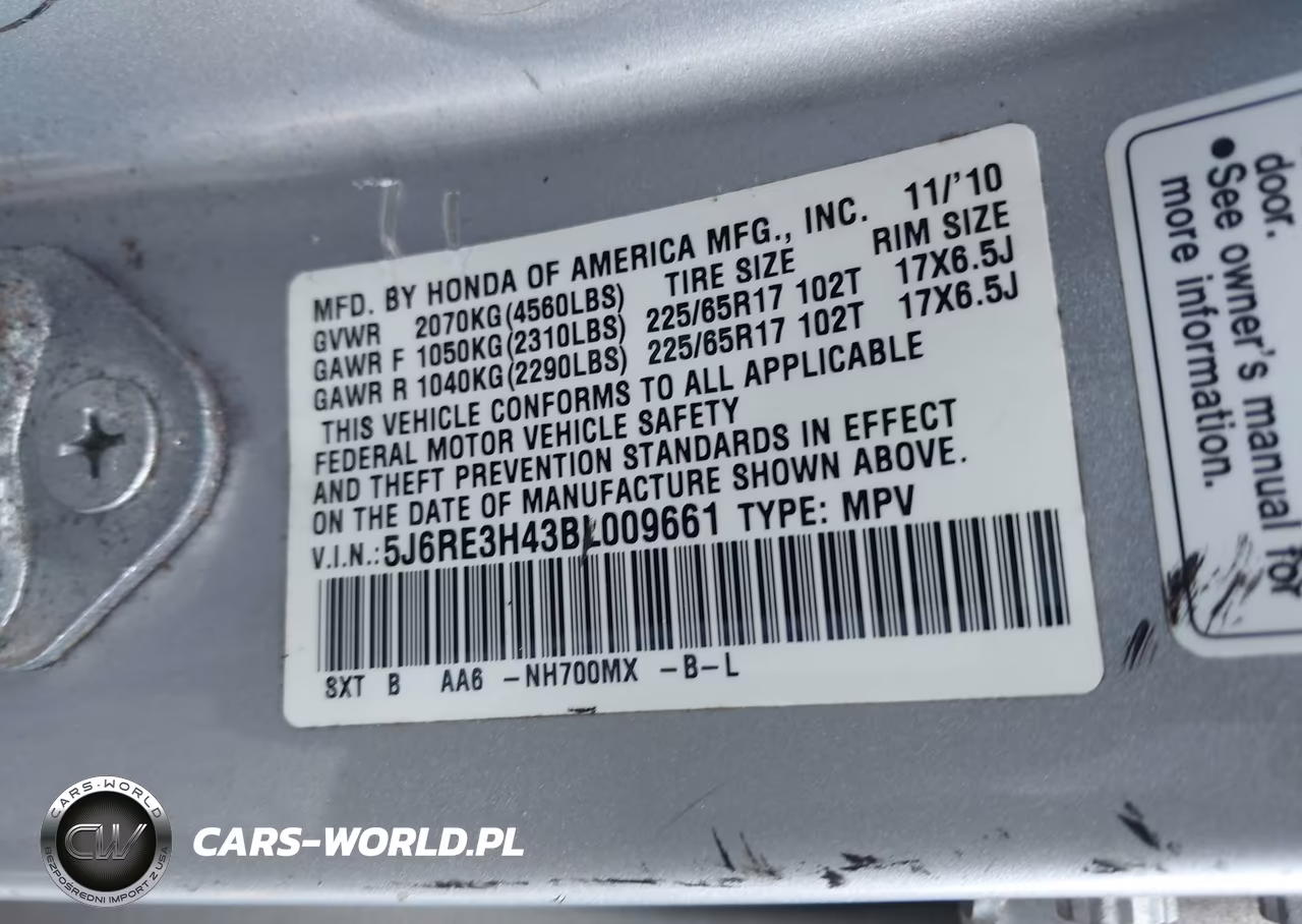 2011 Honda Cr-V Se VIN:5J6RE3H43BL009661 - 9