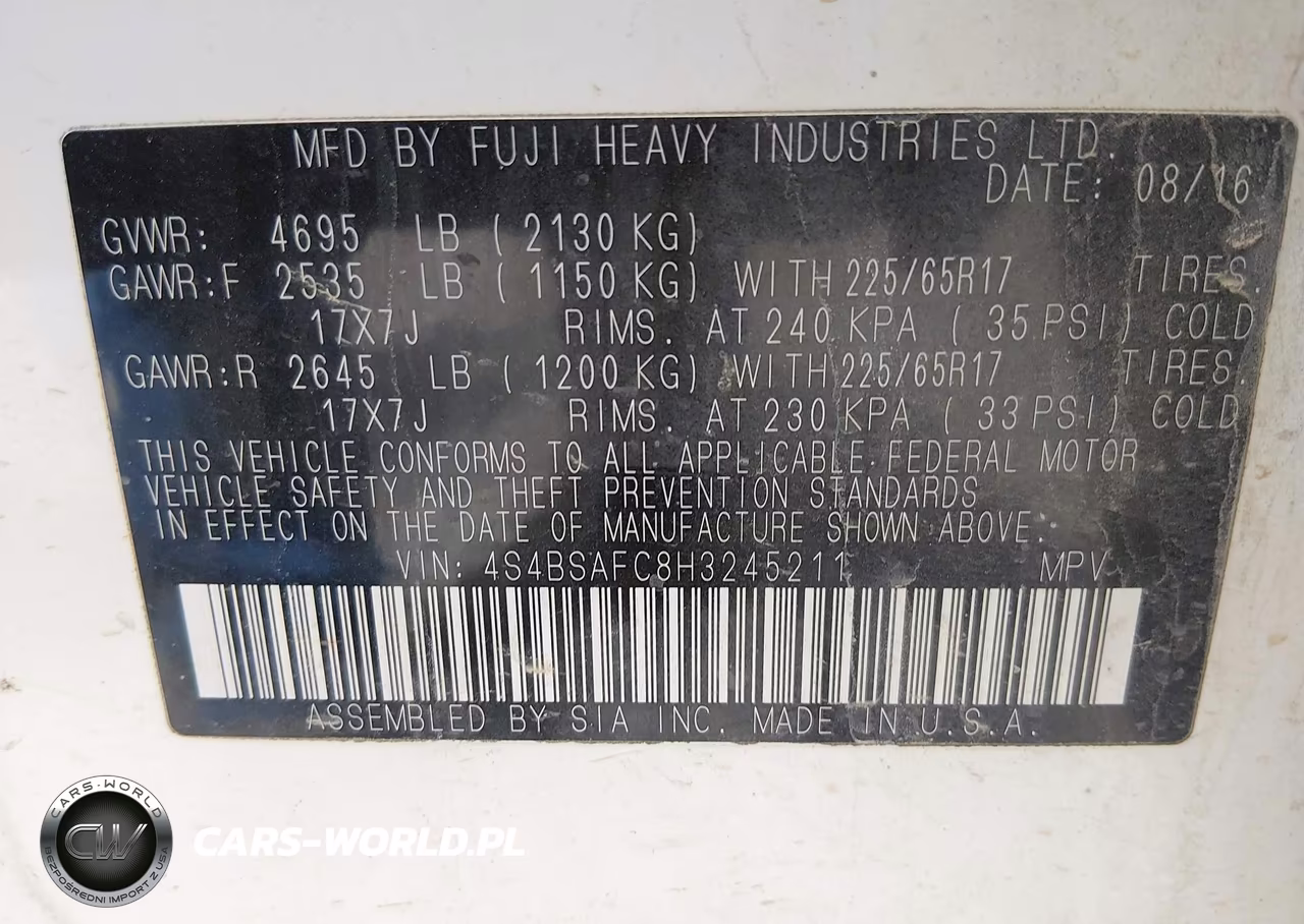 2017 Subaru Outback 2.5I Premium VIN:4S4BSAFC8H3245211 - 9