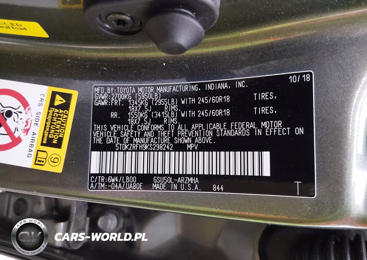 2019 Toyota Highlander Xle VIN:5TDKZRFH9KS298242 - 9