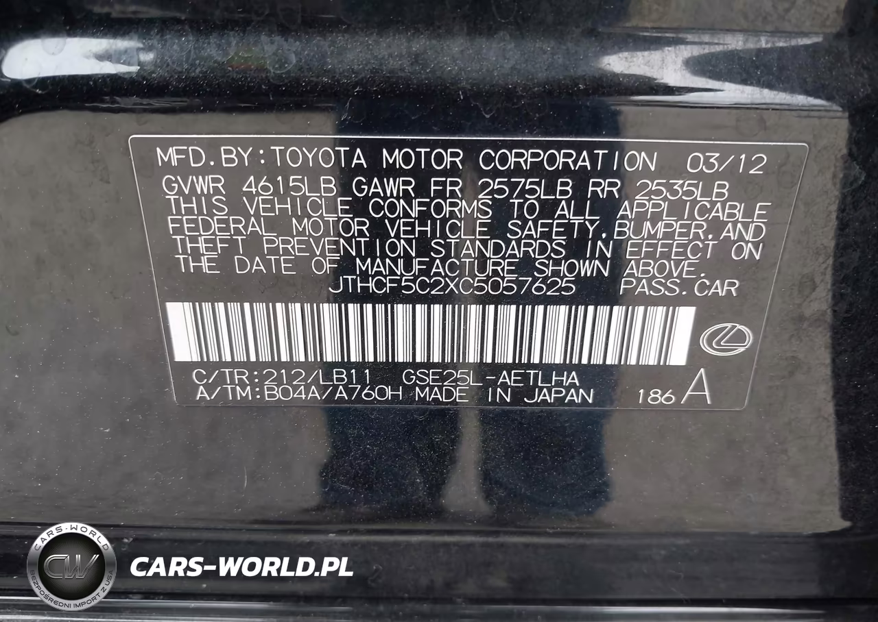 2012 Lexus Is 250 VIN:JTHCF5C2XC5057625 - 9