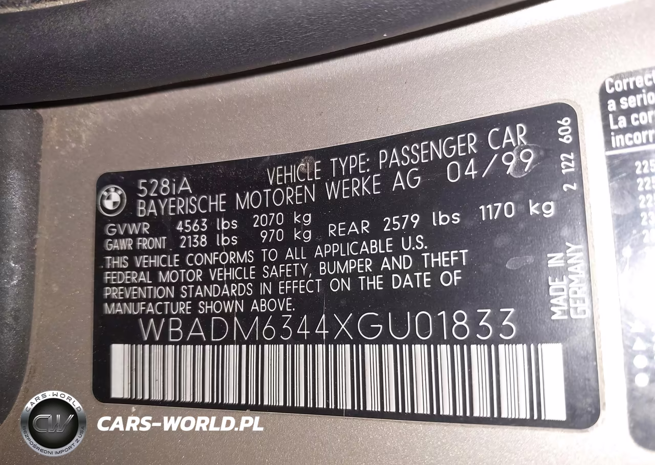 1999 BMW 528Ia VIN:WBADM6344XGU01833 - 9