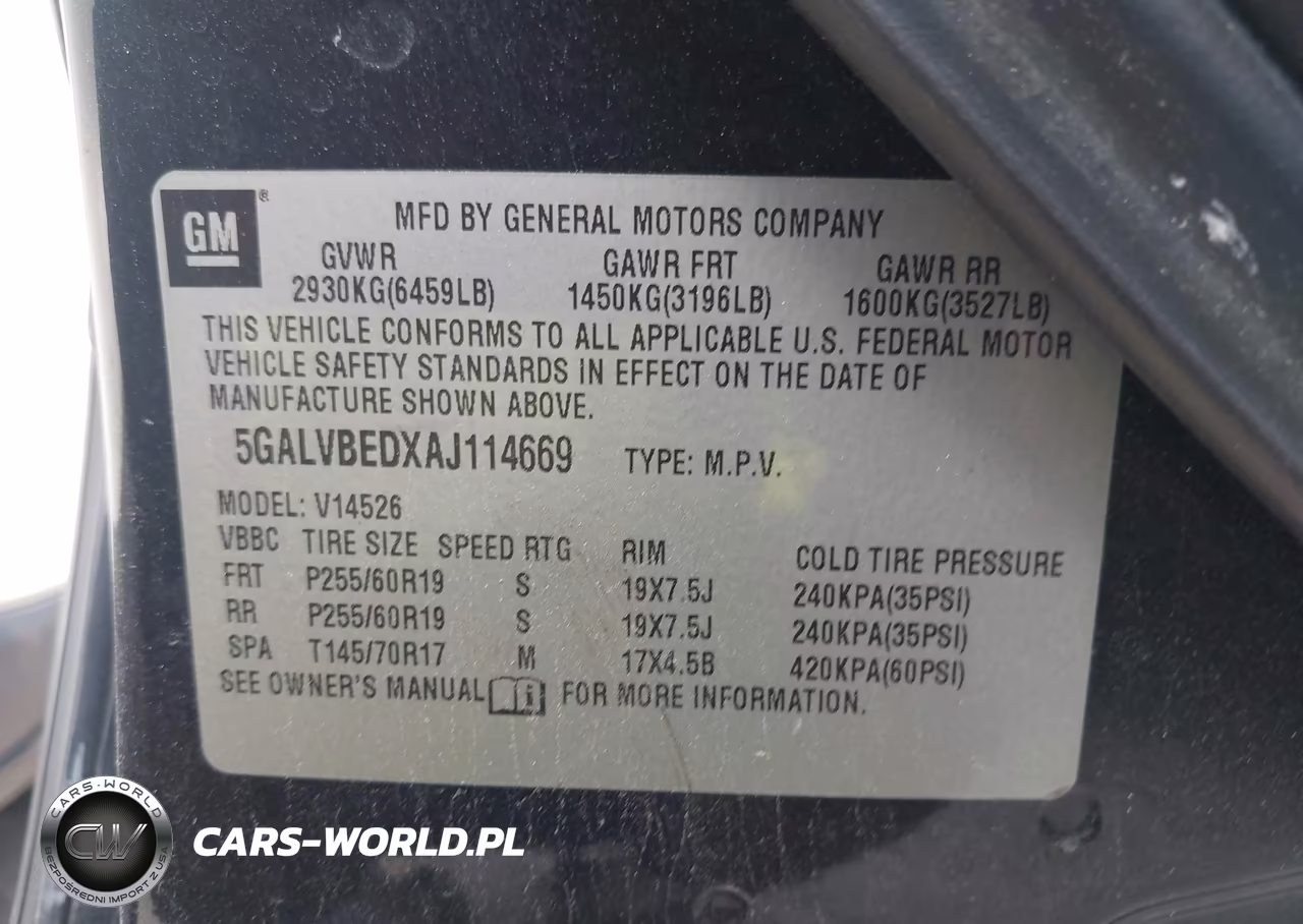 2010 Buick Enclave 1Xl VIN:5GALVBEDXAJ114669 - 9