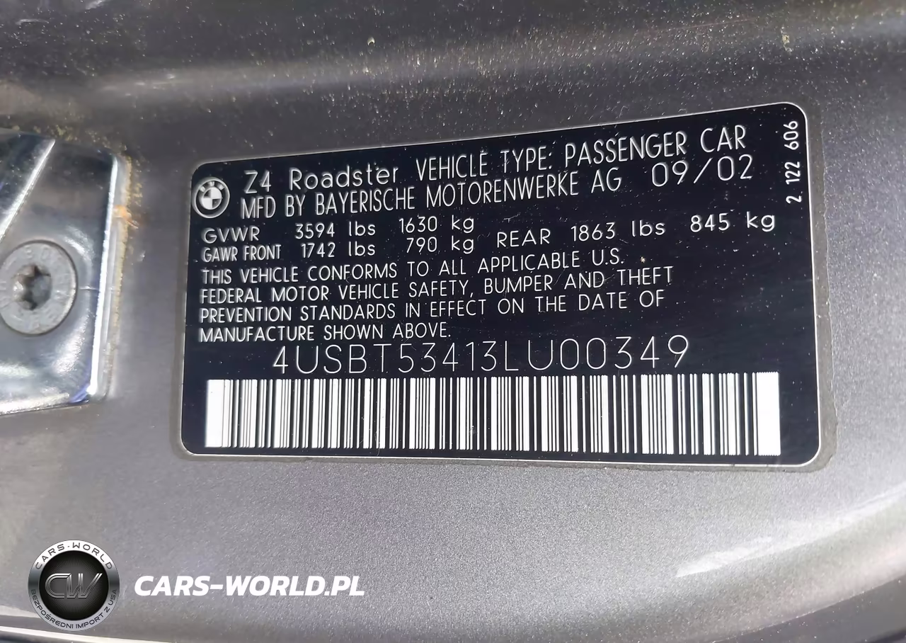 2003 BMW Z4 3.0I VIN:4USBT53413LU00349 - 9