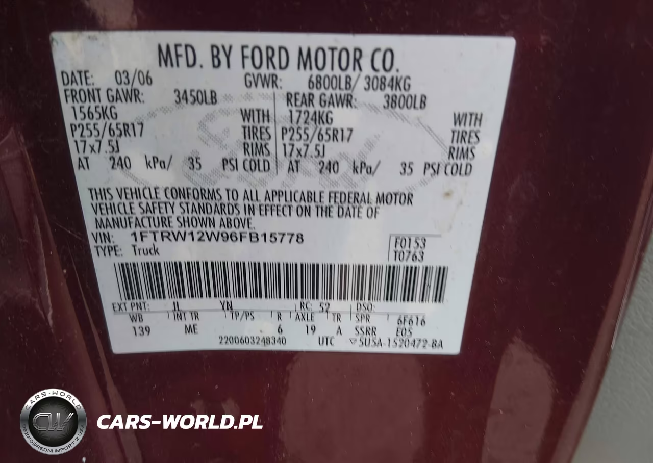 2006 Ford F-150 Xlt VIN:1FTRW12W96FB15778 - 9