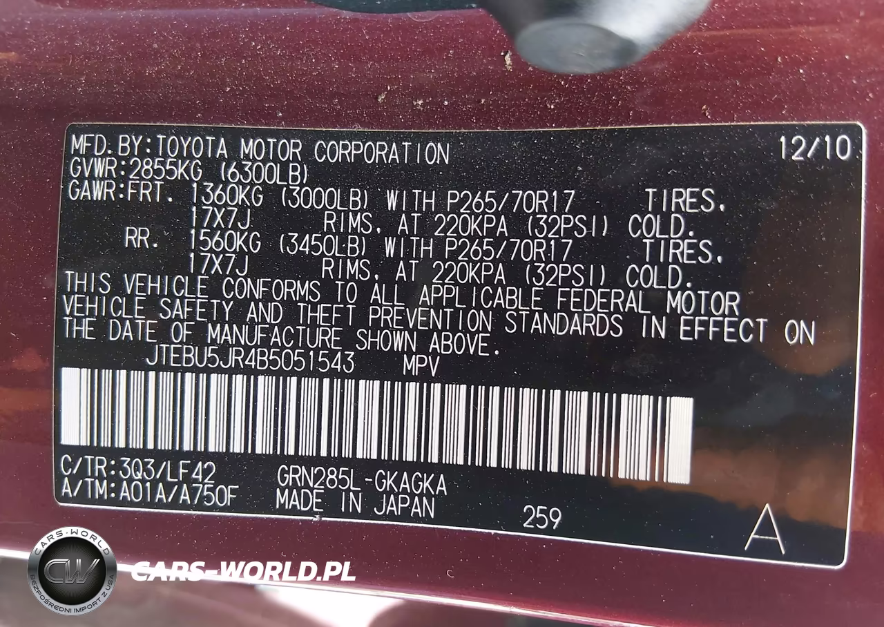 2011 Toyota 4Runner Sr5 V6 VIN:JTEBU5JR4B5051543 - 9