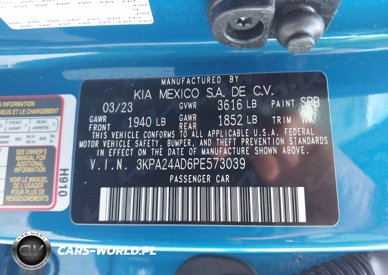 2023 Kia Rio S VIN:3KPA24AD6PE573039 - 9