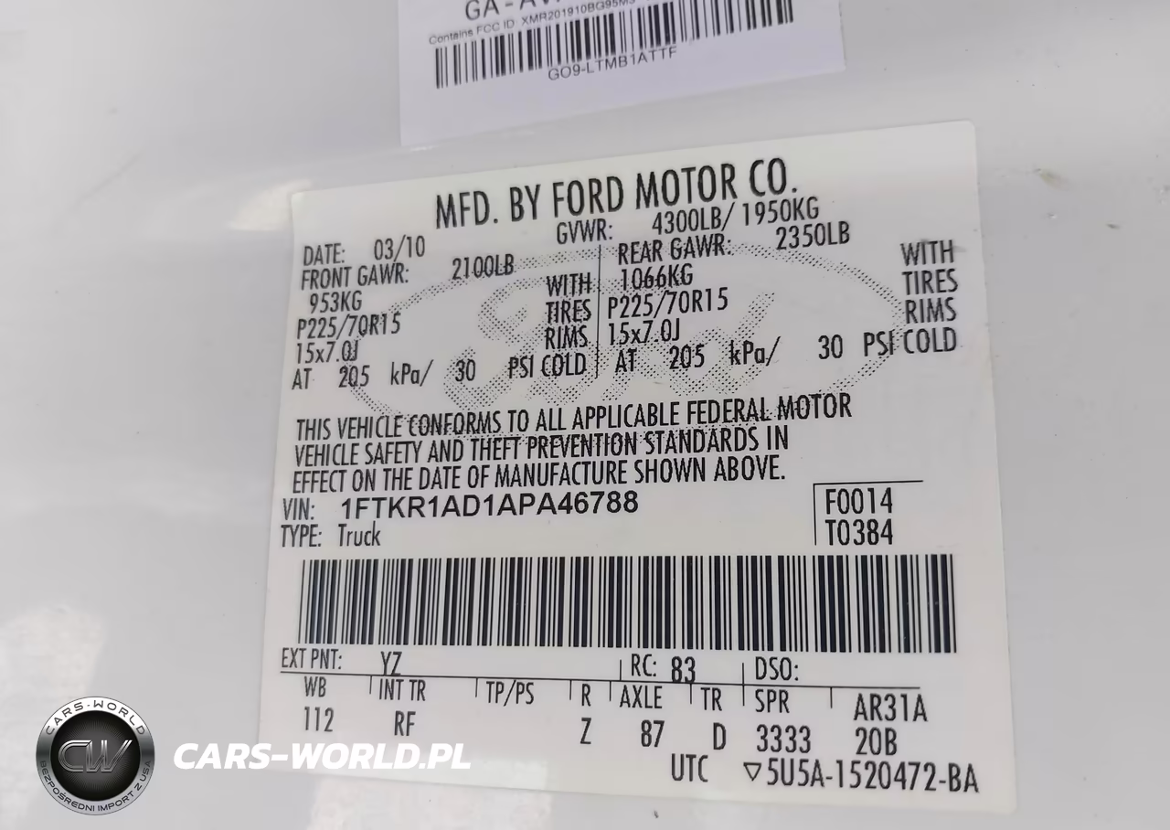 2010 Ford Ranger Xl-Xlt VIN:1FTKR1AD1APA46788 - 9