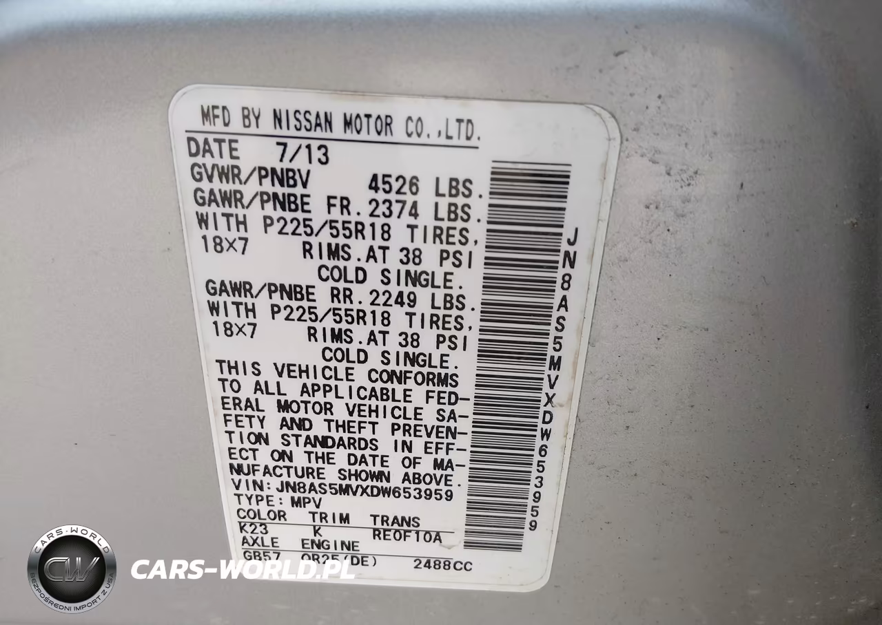 2013 Nissan Rogue Sv W-Sl Pkg VIN:JN8AS5MVXDW653959 - 9