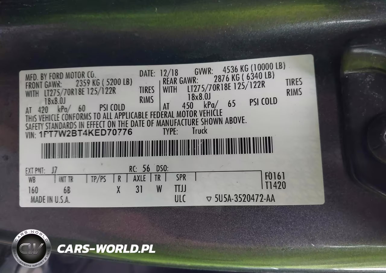 2019 Ford F-250 Lariat VIN:1FT7W2BT4KED70776 - 9