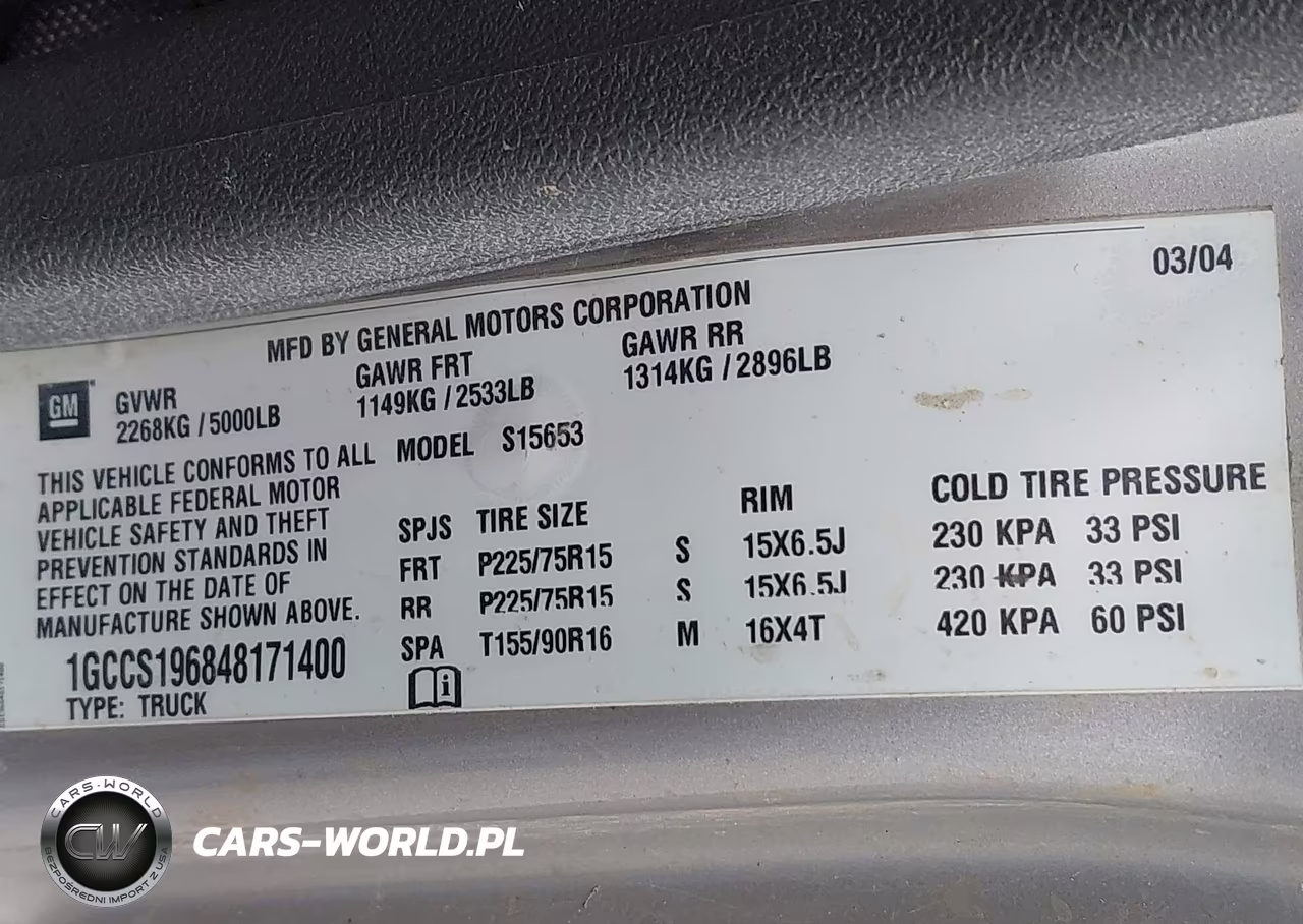 2004 Chevrolet Colorado VIN:1GCCS196848171400 - 9