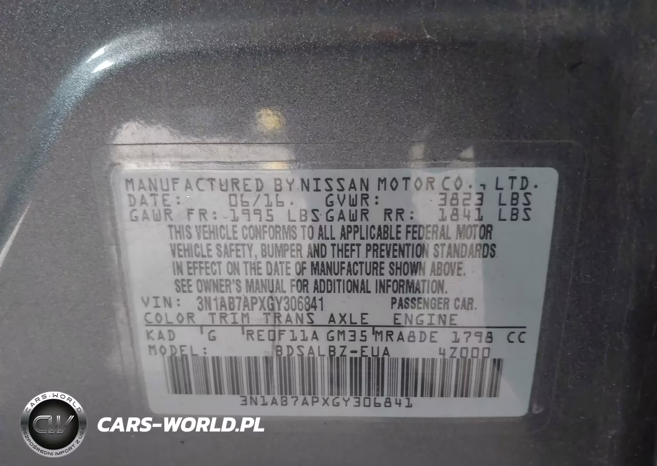 2016 Nissan Sentra S VIN:3N1AB7APXGY306841 - 9