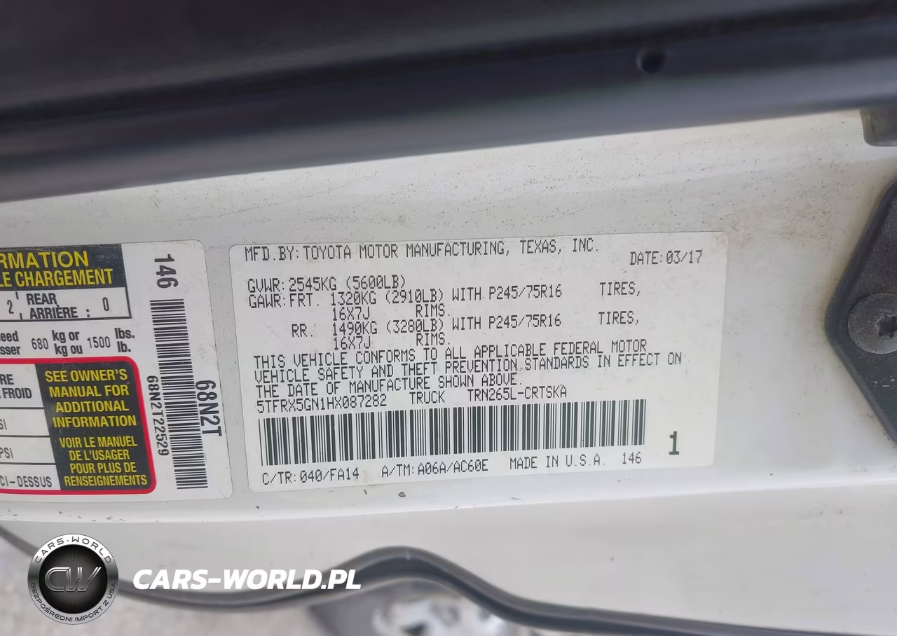 2017 Toyota Tacoma Sr VIN:5TFRX5GN1HX087282 - 9