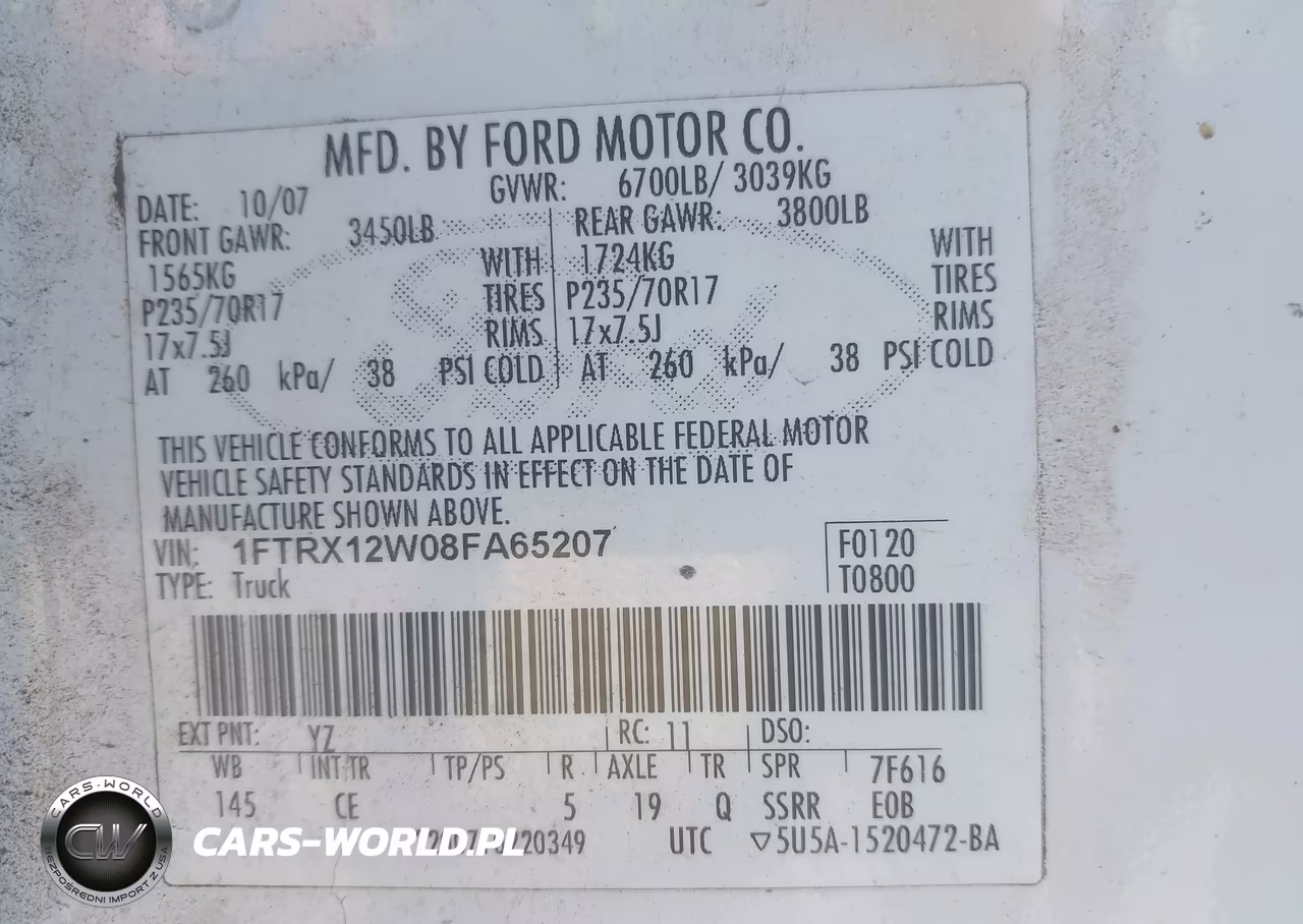 2008 Ford F-150 Fx2-Stx-Xl-Xlt VIN:1FTRX12W08FA65207 - 9