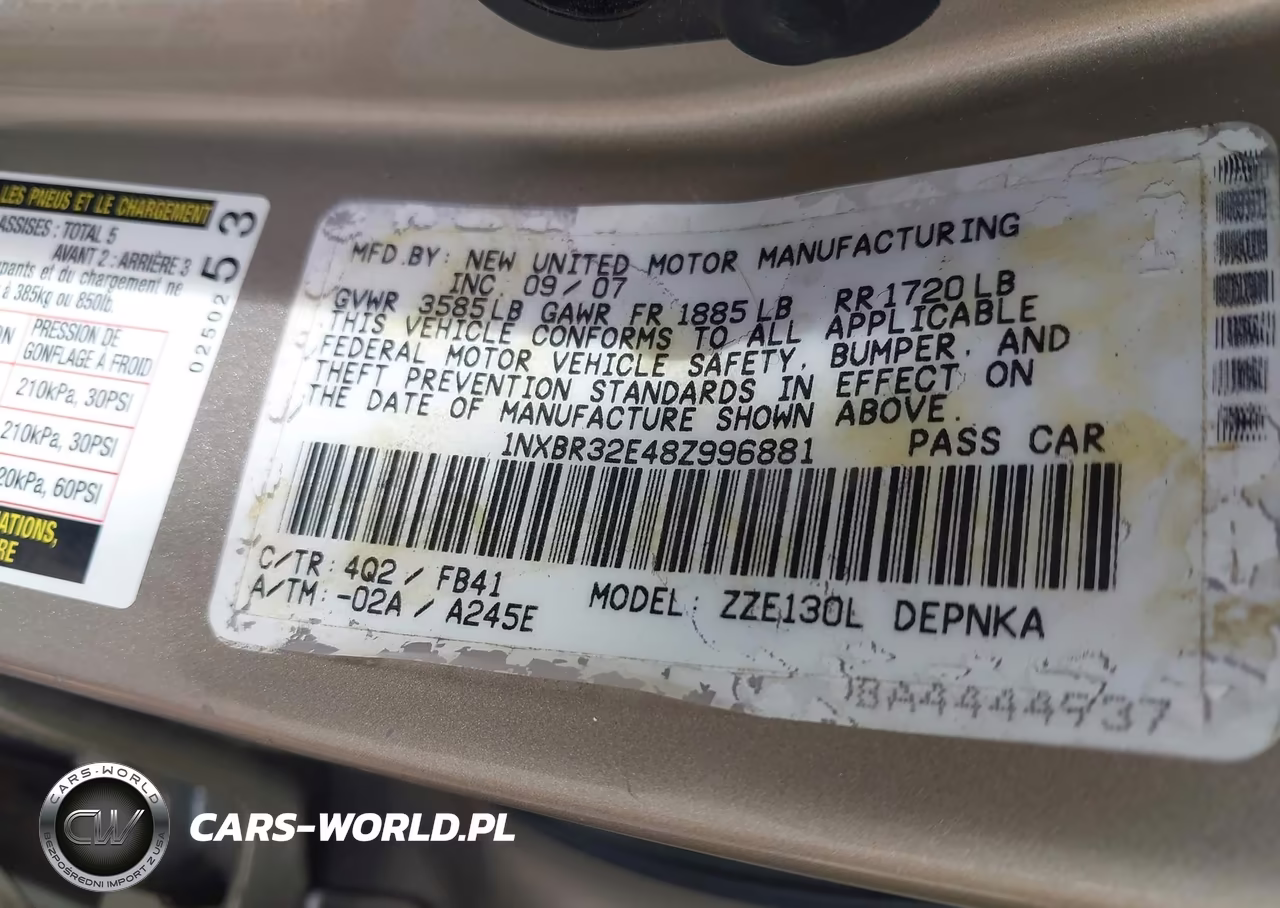 2008 Toyota Corolla Le VIN:1NXBR32E48Z996881 - 9