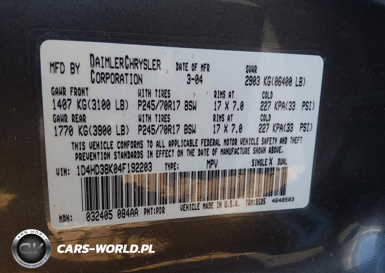 2004 Dodge Durango St VIN:1D4HD38K04F192203 - 9