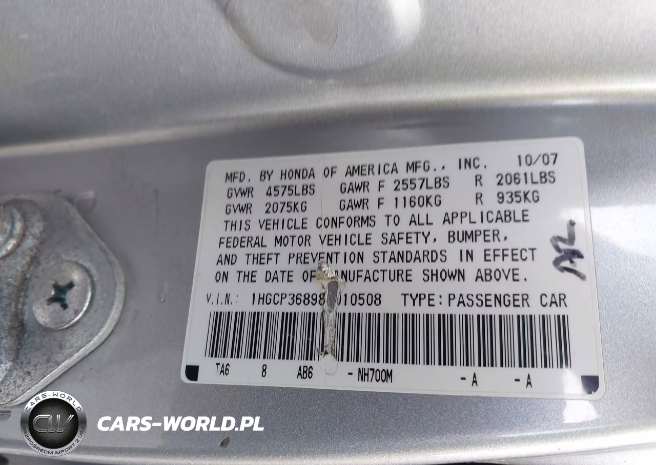 2008 Honda Accord 3.5 Ex-L VIN:1HGCP36898A010508 - 9