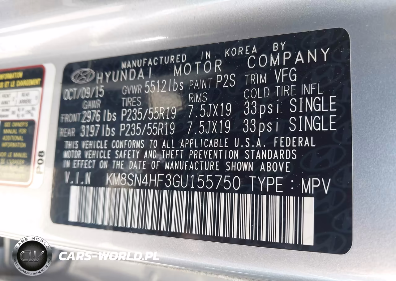 2016 Hyundai Santa Fe Se VIN:KM8SN4HF3GU155750 - 9