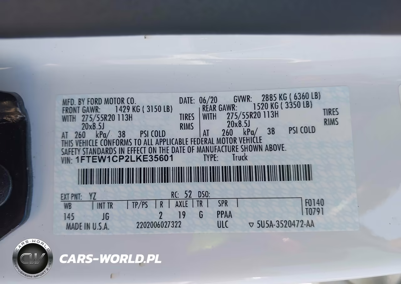 2020 Ford F-150 Xl VIN:1FTEW1CP2LKE35601 - 9