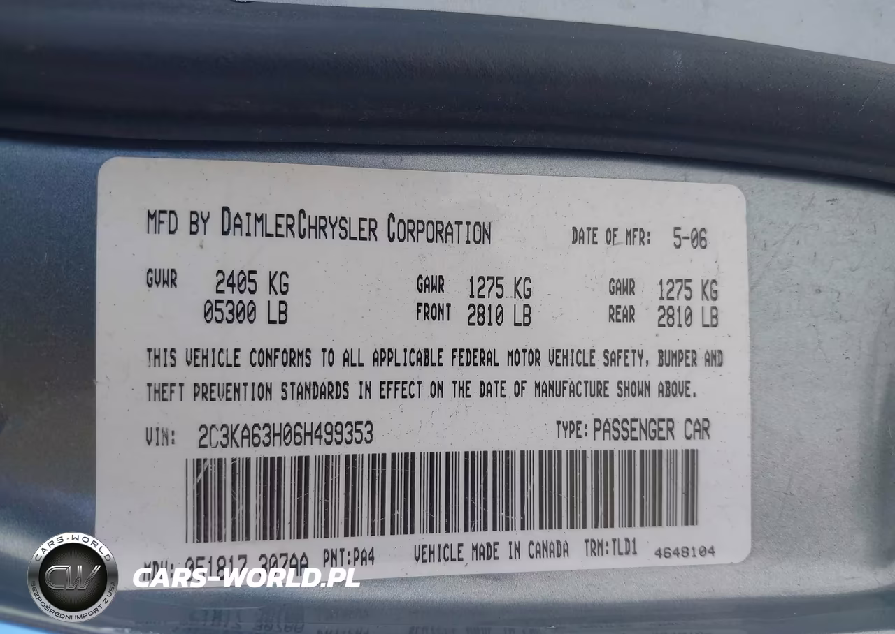 2006 Chrysler 300C VIN:2C3KA63H06H499353 - 9
