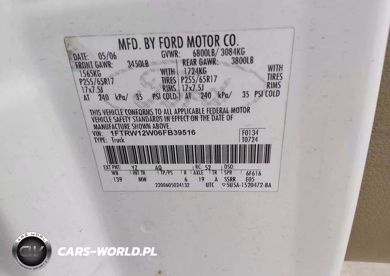 2006 Ford F-150 Xlt VIN:1FTRW12W06FB39516 - 9