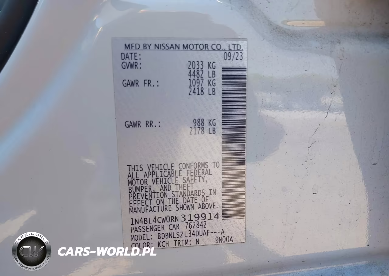 2024 Nissan Altima Sr Intelligent Awd VIN:1N4BL4CW0RN319914 - 9