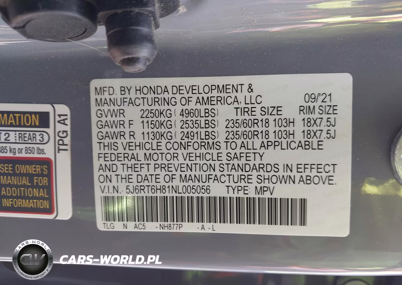 2022 Honda Cr-V Hybrid Ex-L VIN:5J6RT6H81NL005056 - 9