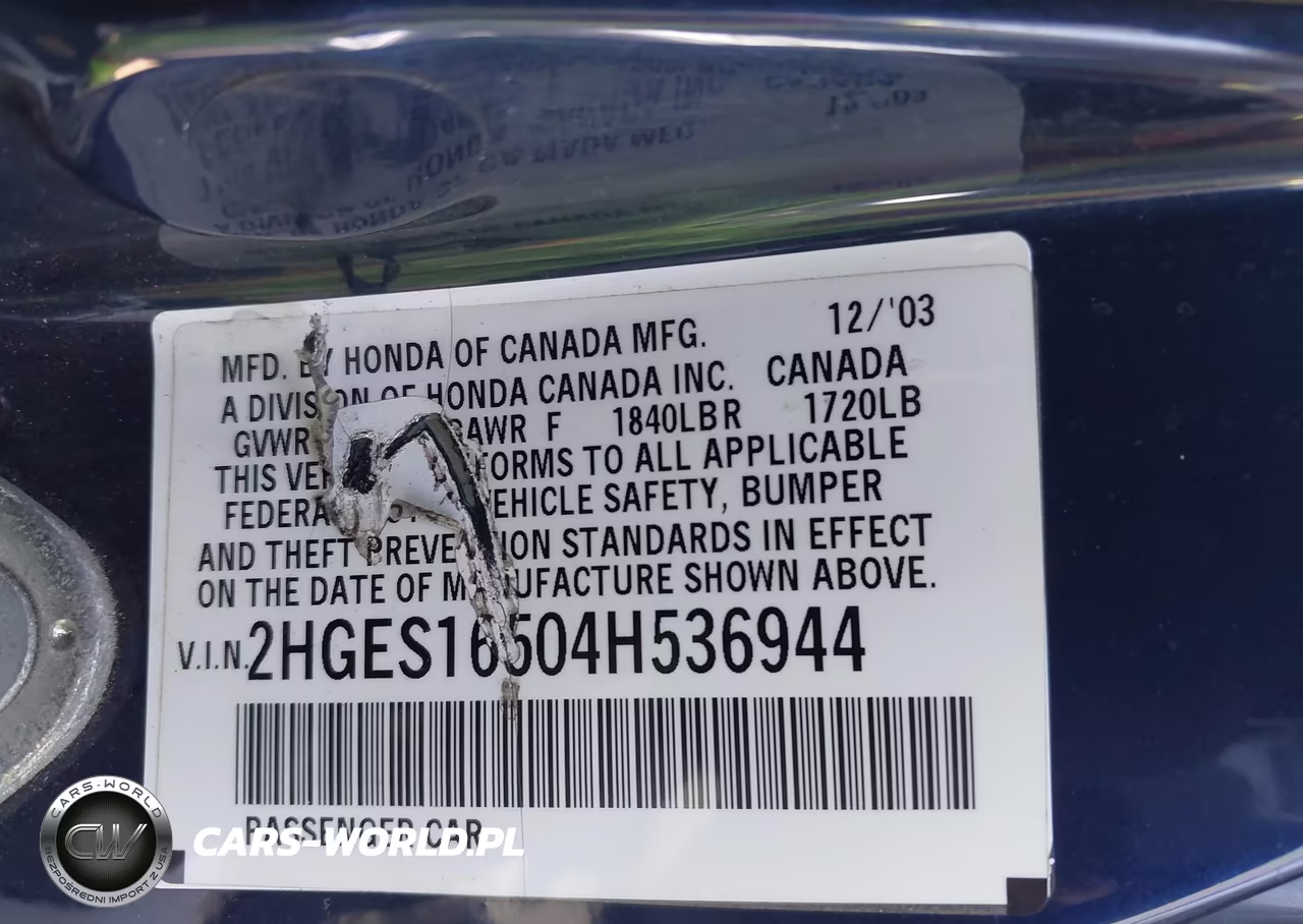 2004 Honda Civic Lx VIN:2HGES16504H536944 - 9