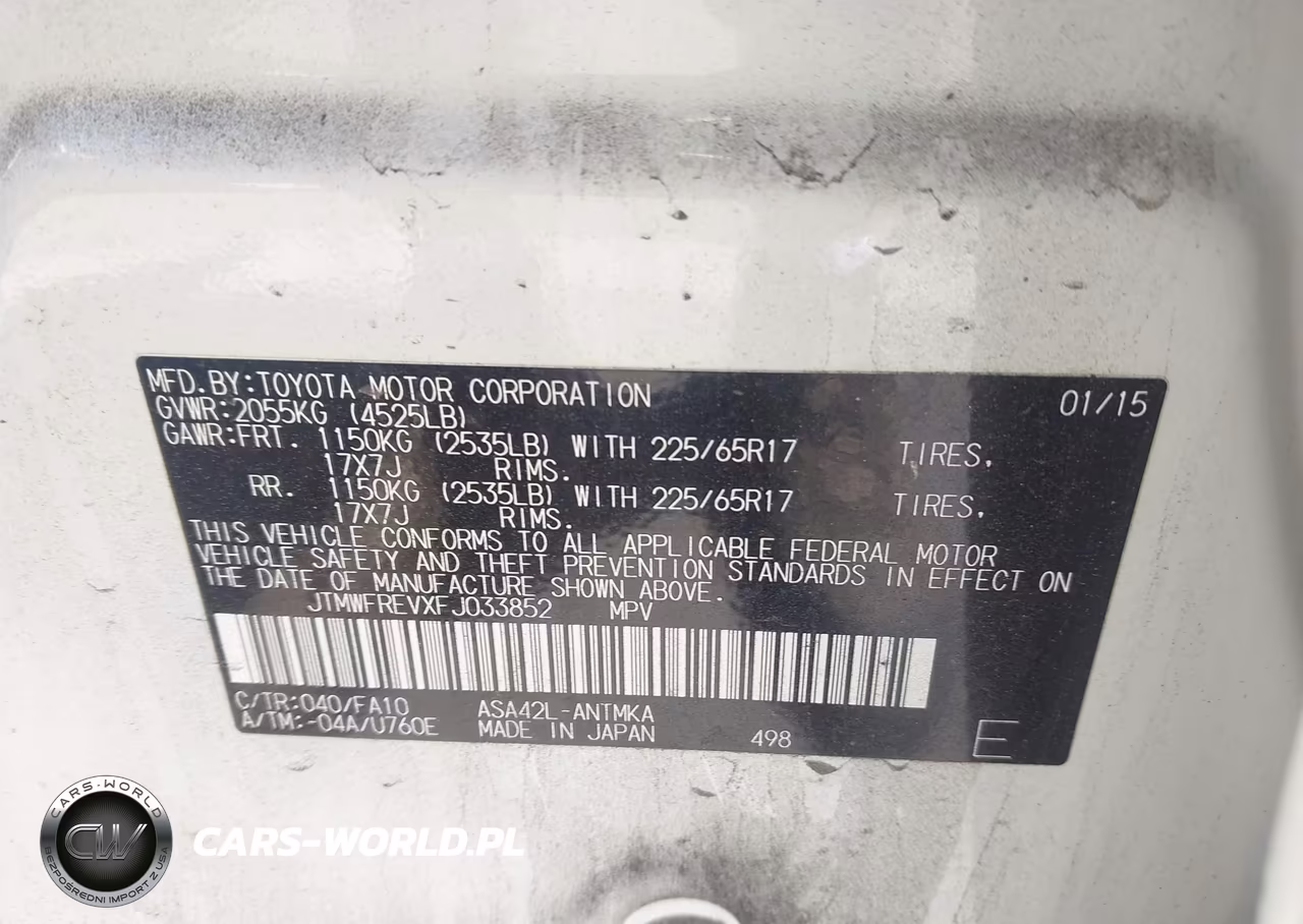 2015 Toyota Rav4 Xle VIN:JTMWFREVXFJ033852 - 9