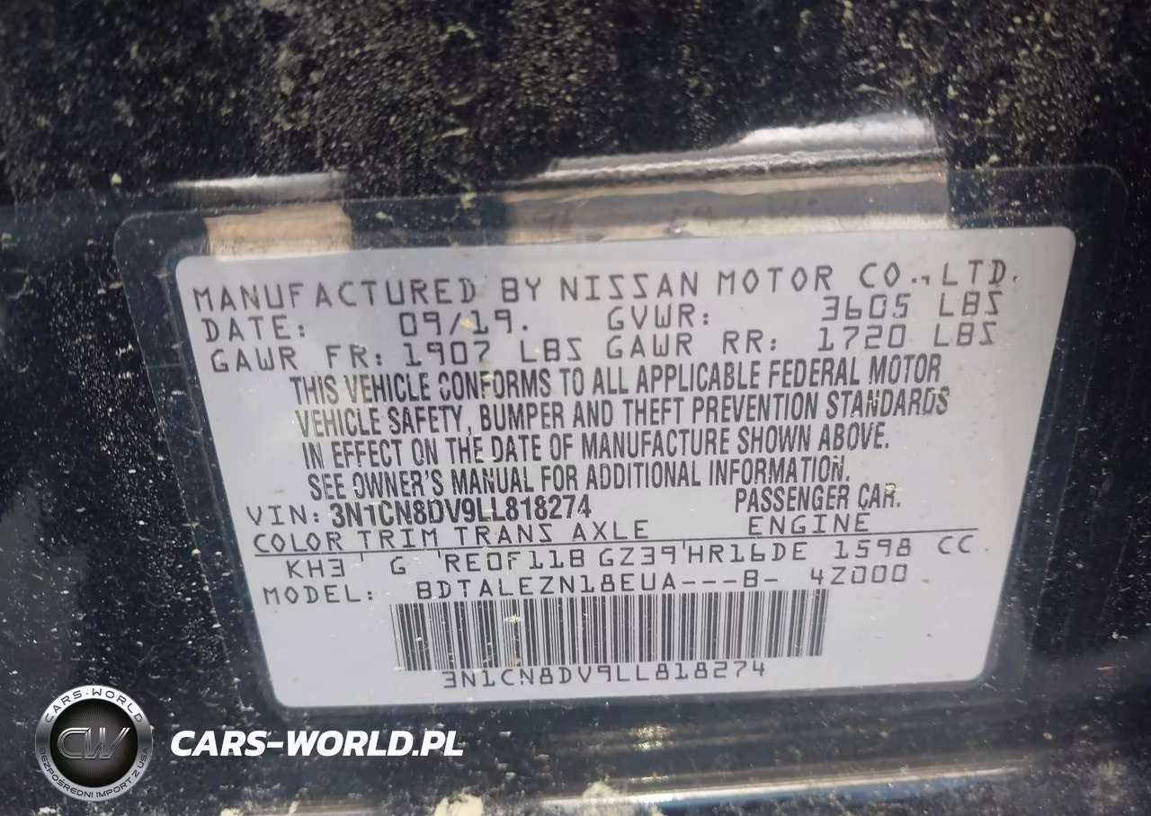 2020 Nissan Versa S Xtronic Cvt VIN:3N1CN8DV9LL818274 - 9