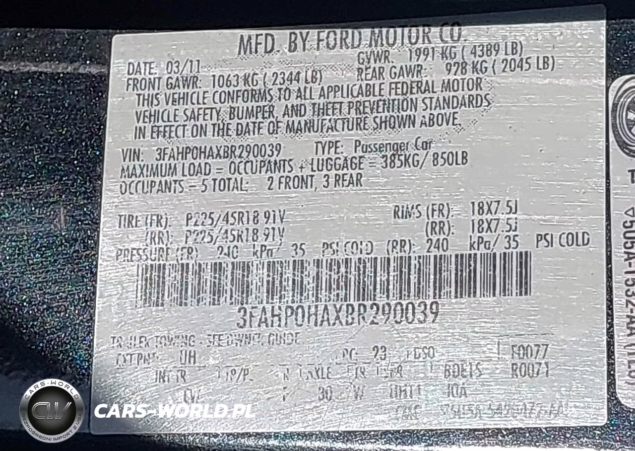 2011 Ford Fusion Se VIN:3FAHP0HAXBR290039 - 9
