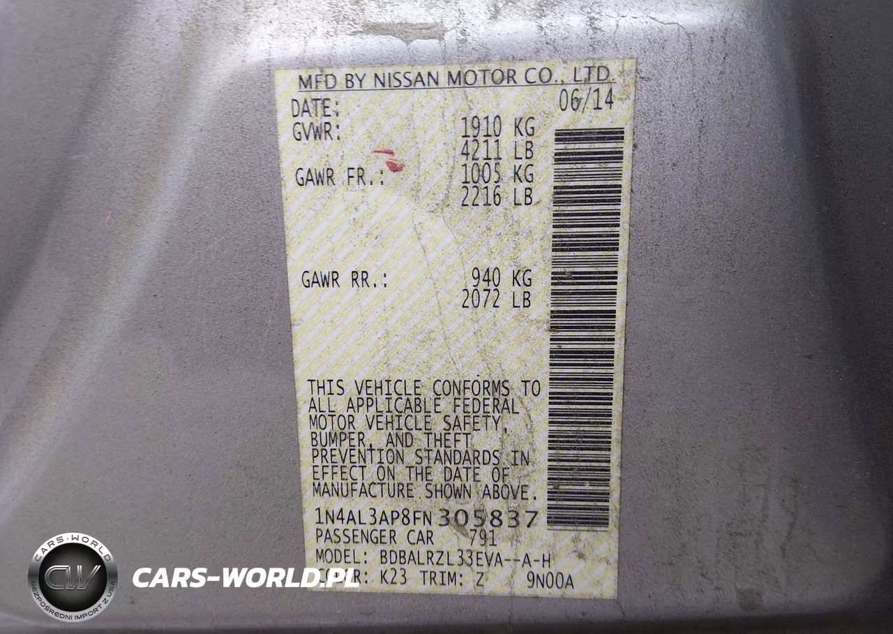 2015 Nissan Altima 2.5 Sl VIN:1N4AL3AP8FN305837 - 9