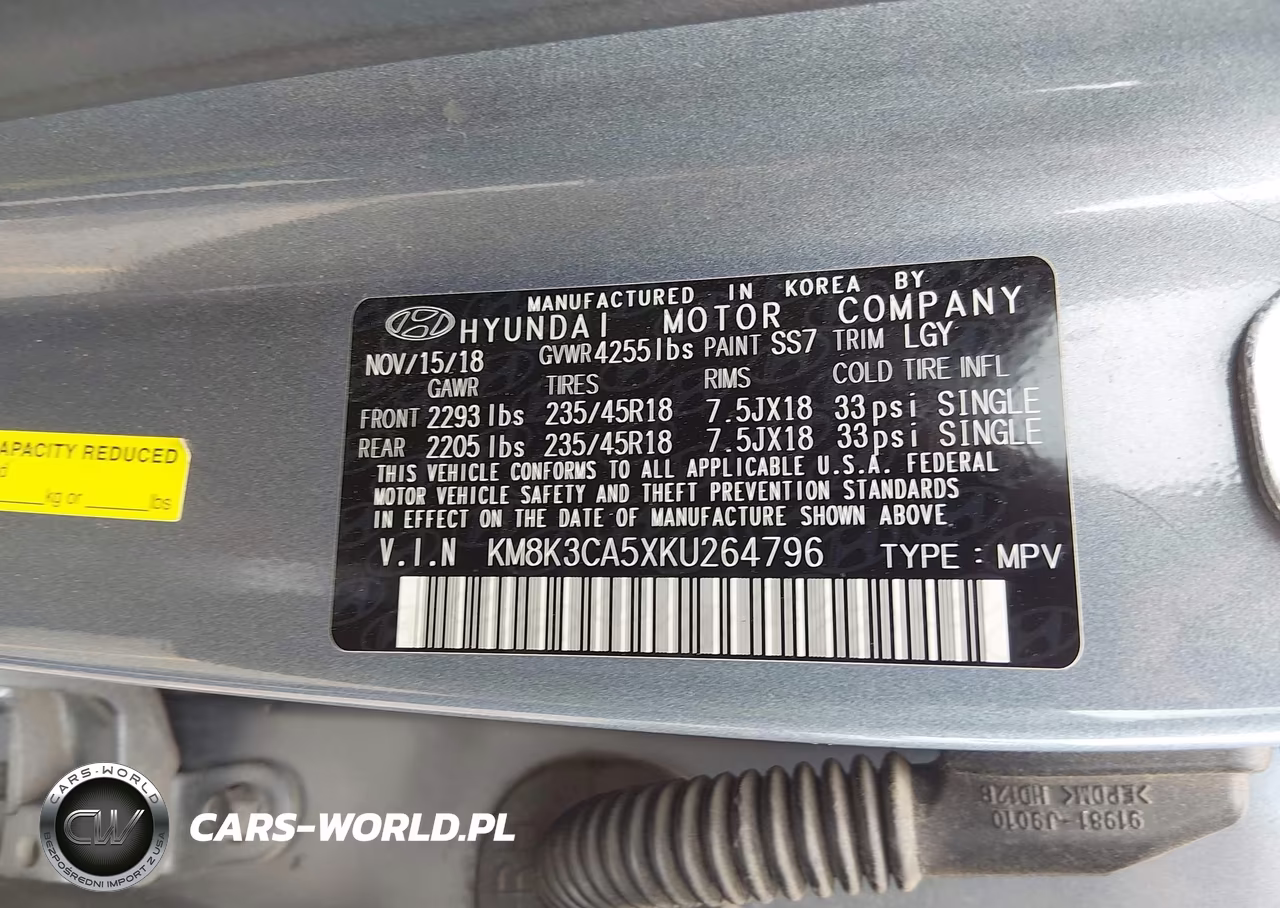 2019 Hyundai Kona Limited VIN:KM8K3CA5XKU264796 - 9