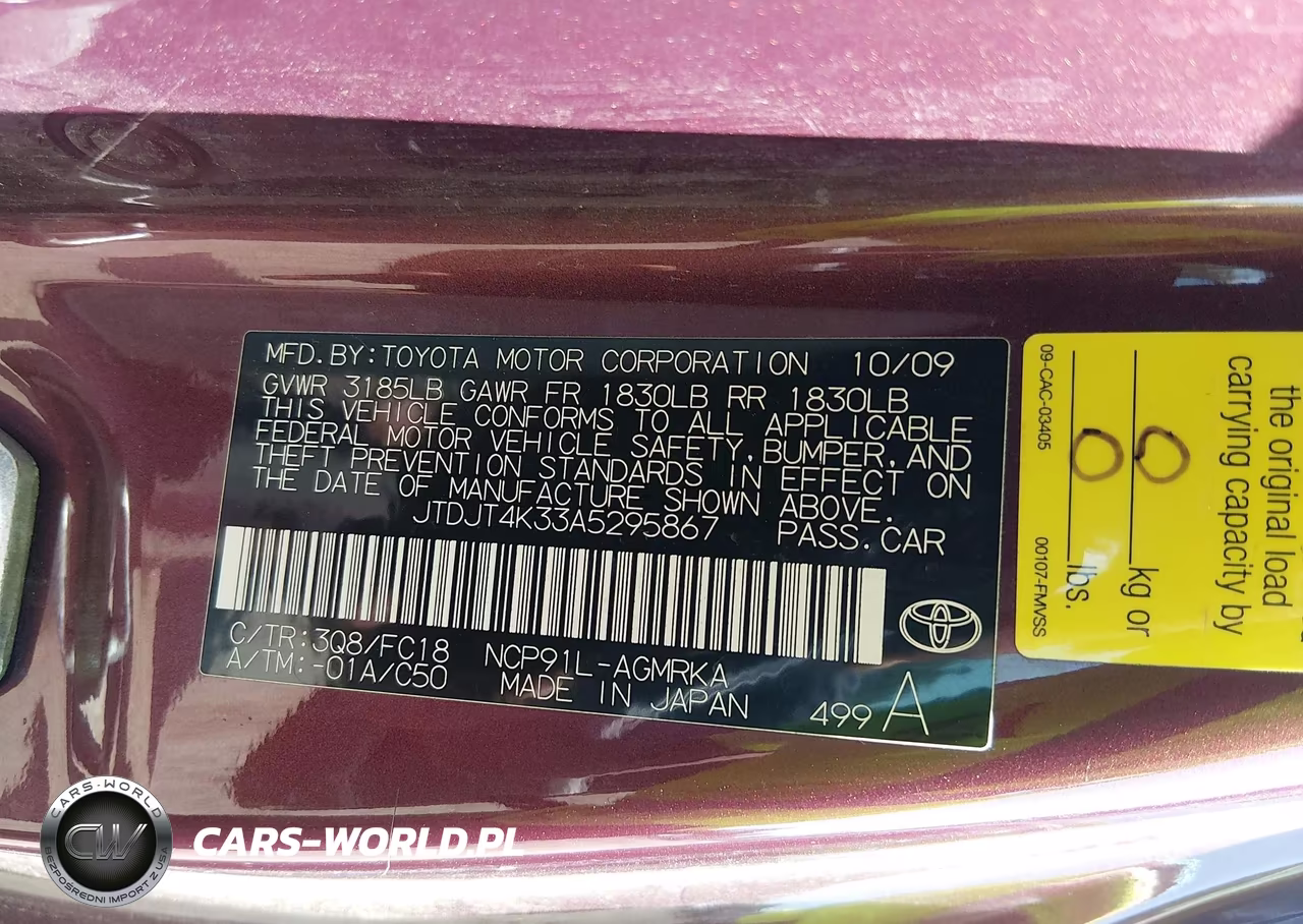2010 Toyota Yaris VIN:JTDJT4K33A5295867 - 9