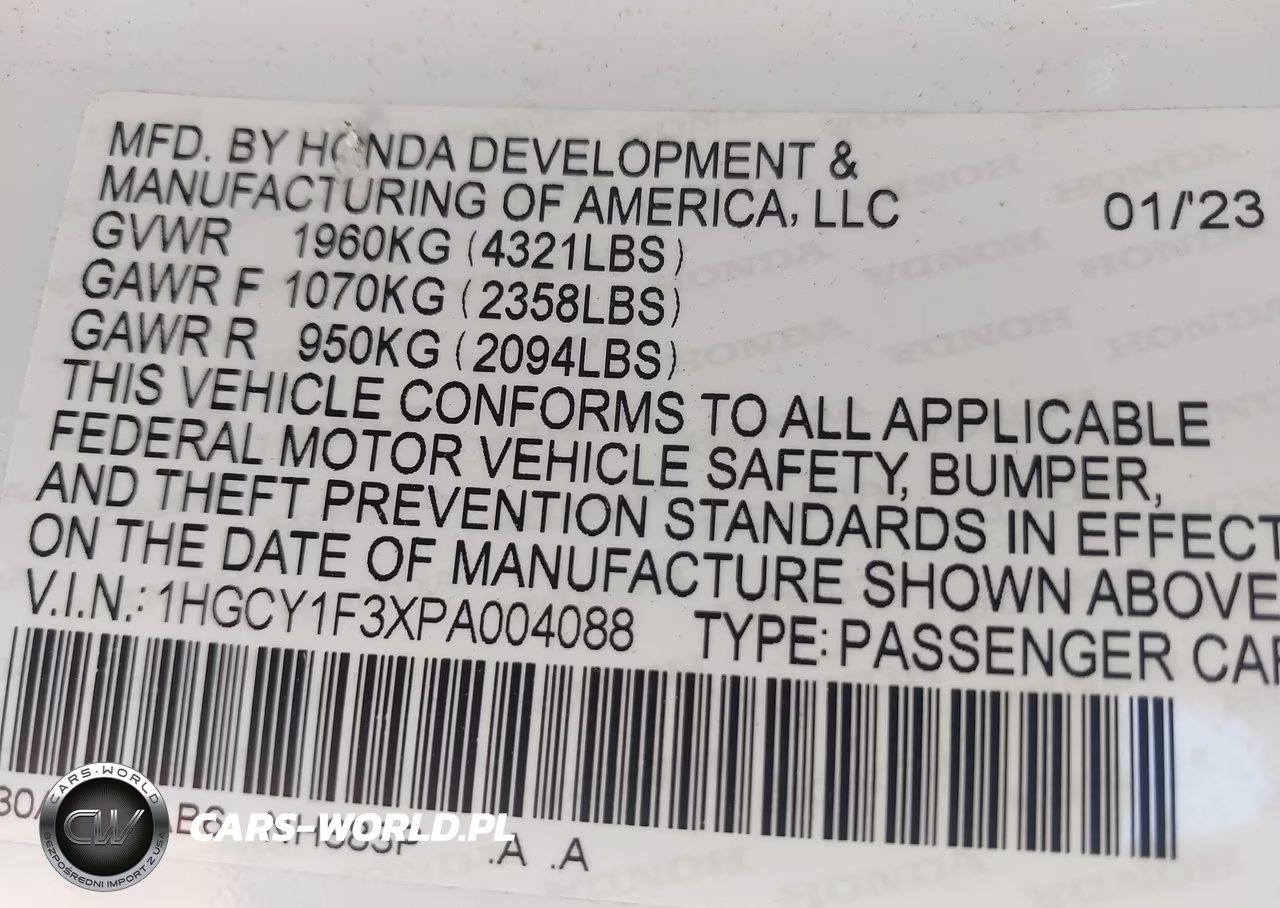 2023 Honda Accord Ex VIN:1HGCY1F3XPA004088 - 9