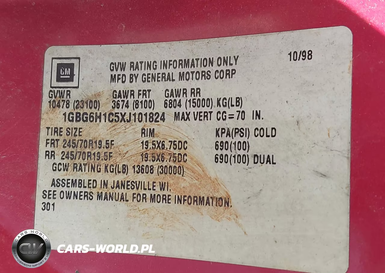 1999 Chevrolet C-Series C6H042 VIN:1GBG6H1C5XJ101824 - 8