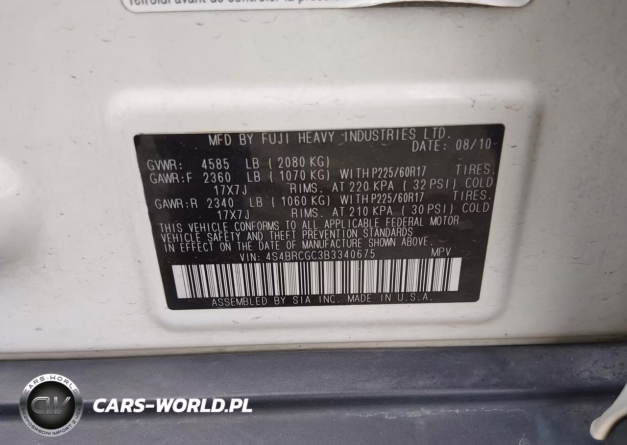 2011 Subaru Outback 2.5I Premium VIN:4S4BRCGC3B3340675 - 9