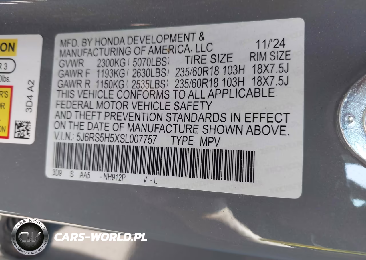 2025 Honda Cr-V Hybrid Sport VIN:5J6RS5H5XSL007757 - 9