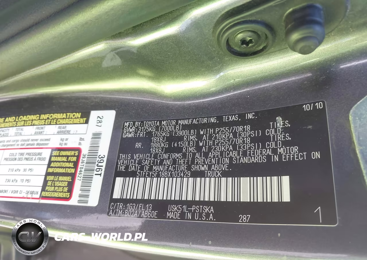 2011 Toyota Tundra Grade 5.7L V8 VIN:5TFEY5F18BX103429 - 9