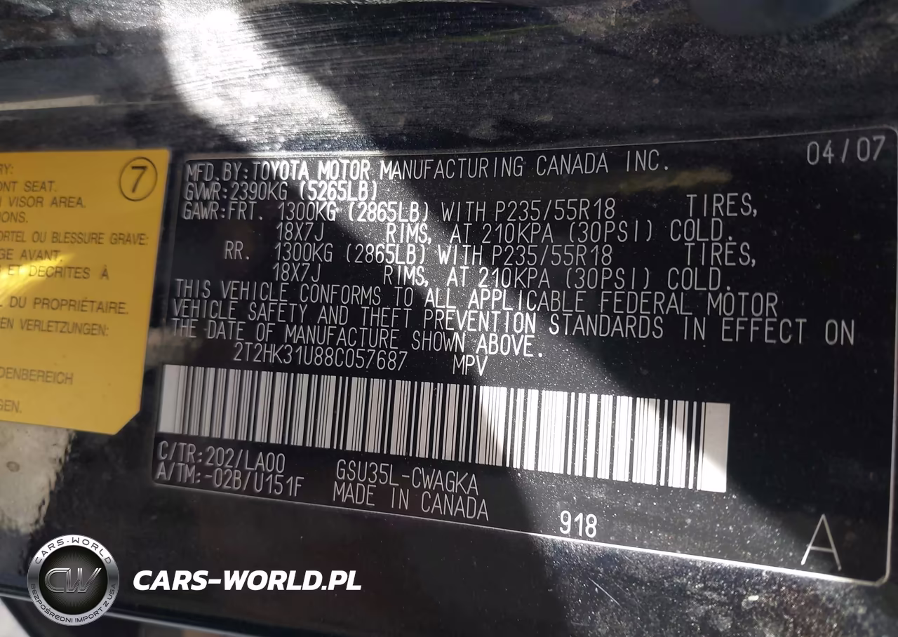 2008 Lexus Rx 350 VIN:2T2HK31U88C057687 - 9