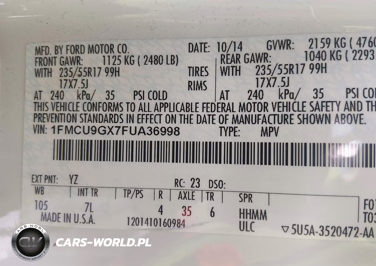 2015 Ford Escape Se VIN:1FMCU9GX7FUA36998 - 9