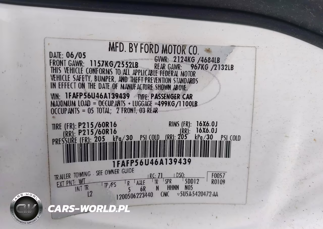 2006 Ford Taurus Sel VIN:1FAFP56U46A139439 - 9