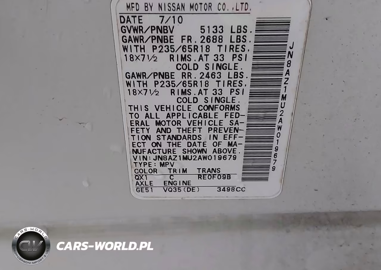 2010 Nissan Murano Sl VIN:JN8AZ1MU2AW019679 - 9