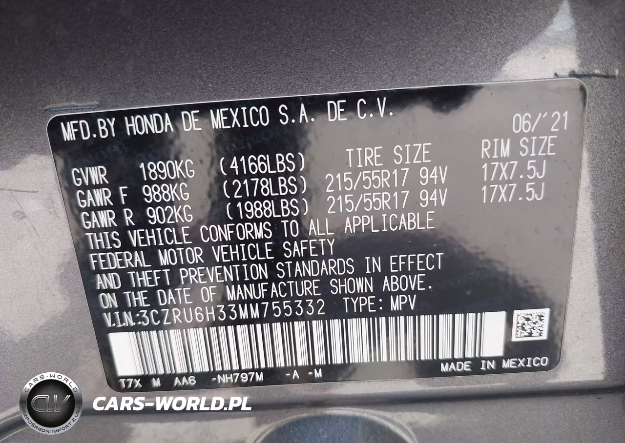 2021 Honda Hr-V Awd Lx VIN:3CZRU6H33MM755332 - 9