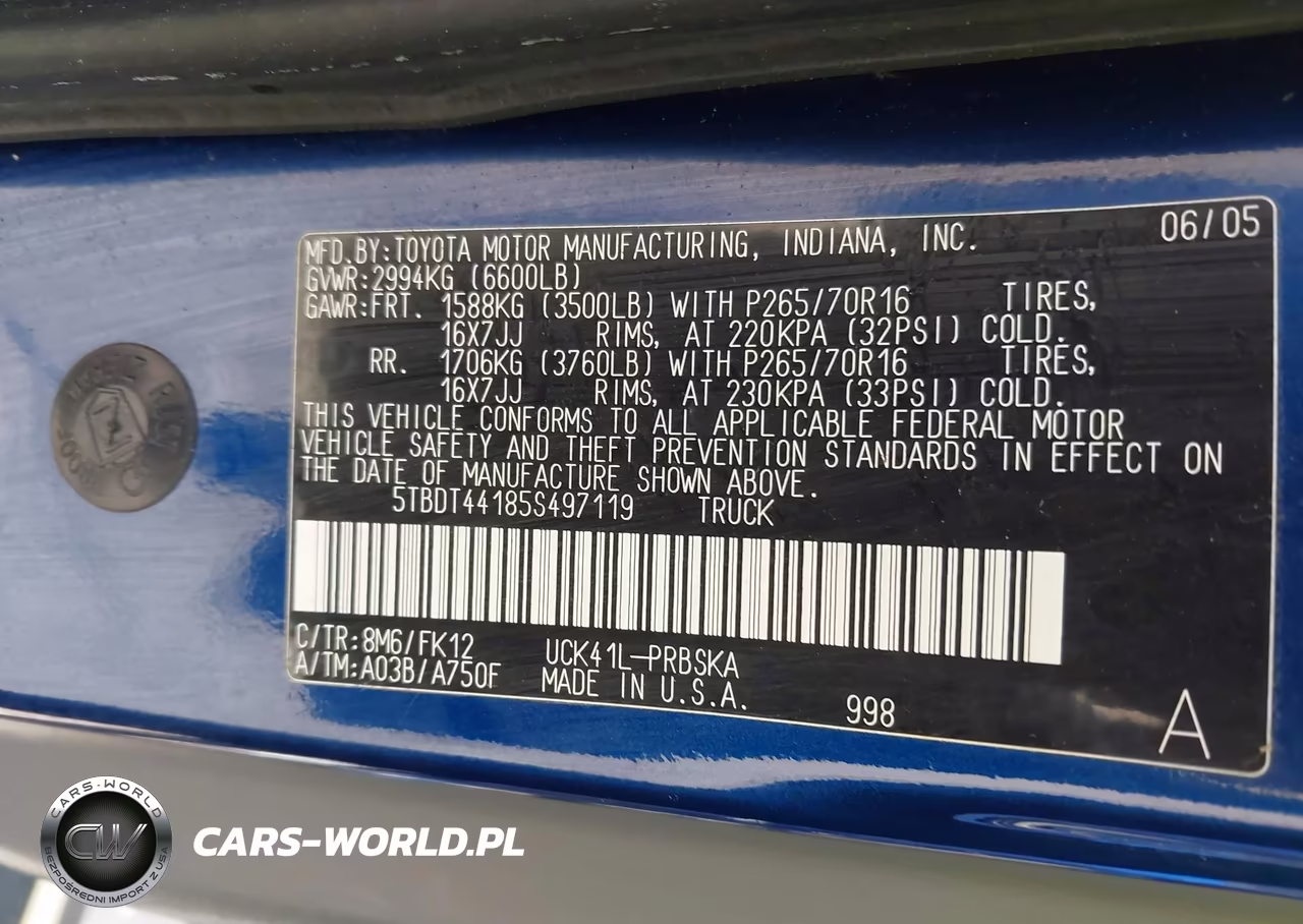 2005 Toyota Tundra Sr5 V8 VIN:5TBDT44185S497119 - 9