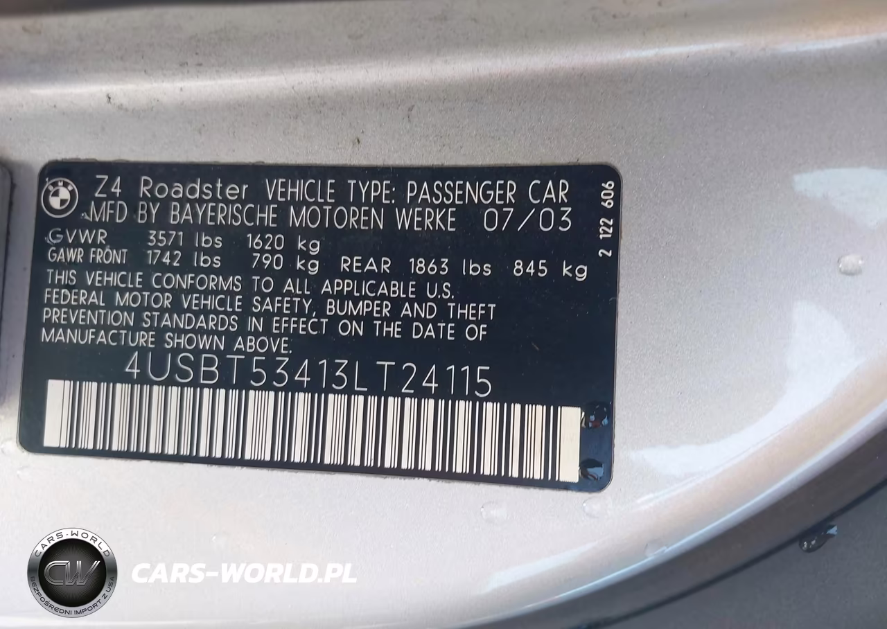 2003 BMW Z4 3.0I VIN:4USBT53413LT24115 - 9