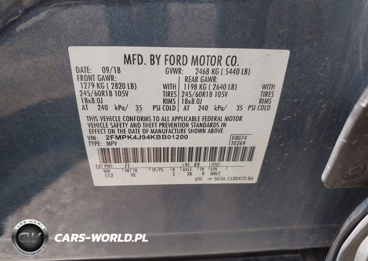2019 Ford Edge Sel VIN:2FMPK4J94KBB01200 - 9