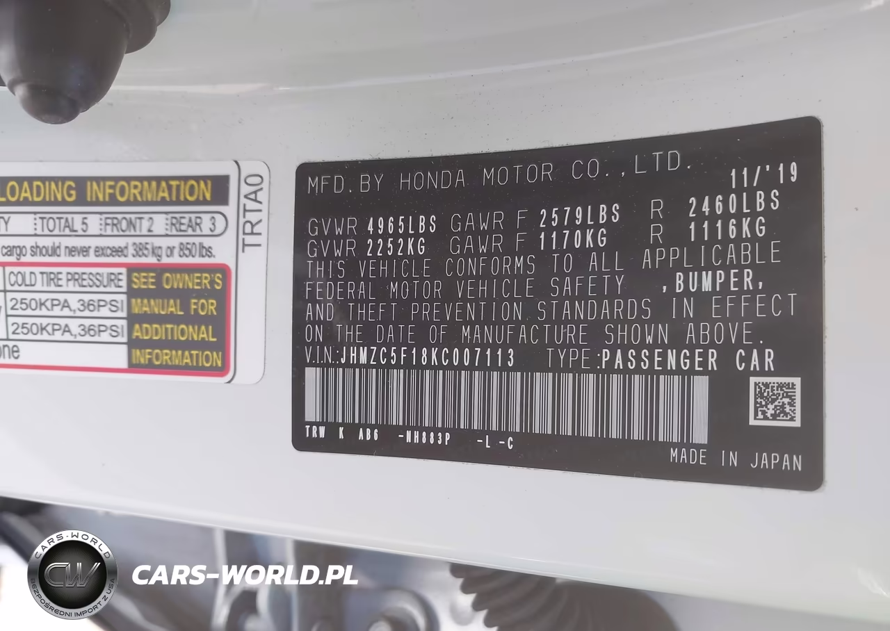 2019 Honda Clarity Plug-In Hybrid VIN:JHMZC5F18KC007113 - 9